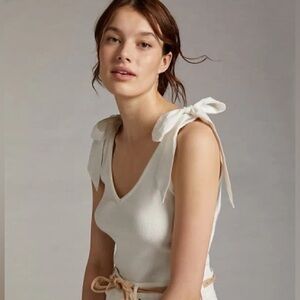 ANTHROPOLOGIE Off White Cream The Rafaela Bow-Tie Tank by Maeve Size M NWT